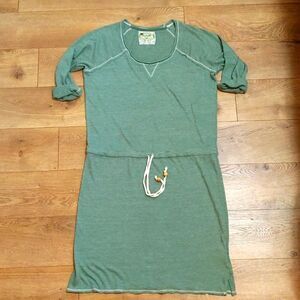 Nation LTD Green Crewneck Drawstring Waist Mini Dress M